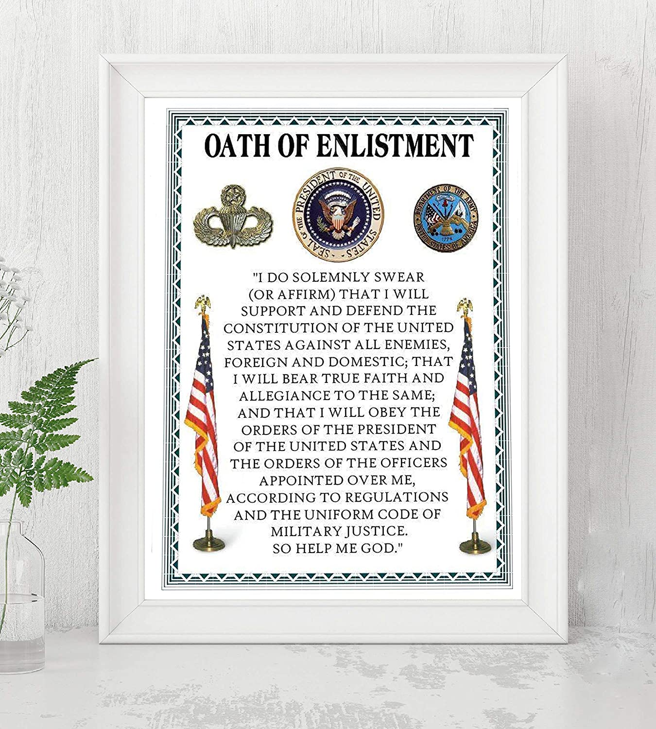 "Oath Of Enlistment"- U. S. Military-Wall Art- 8 x 10"