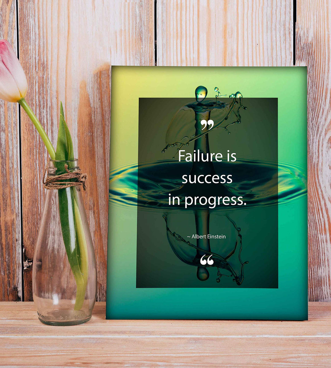 Albert Einstein-"Failure Is Success In Progress" Motivational Quotes Wall Art-8 x 10" Typographic Poster Print-Ready to Frame. Inspirational Home-Office-Dorm Decor. Positive Classroom Decoration!