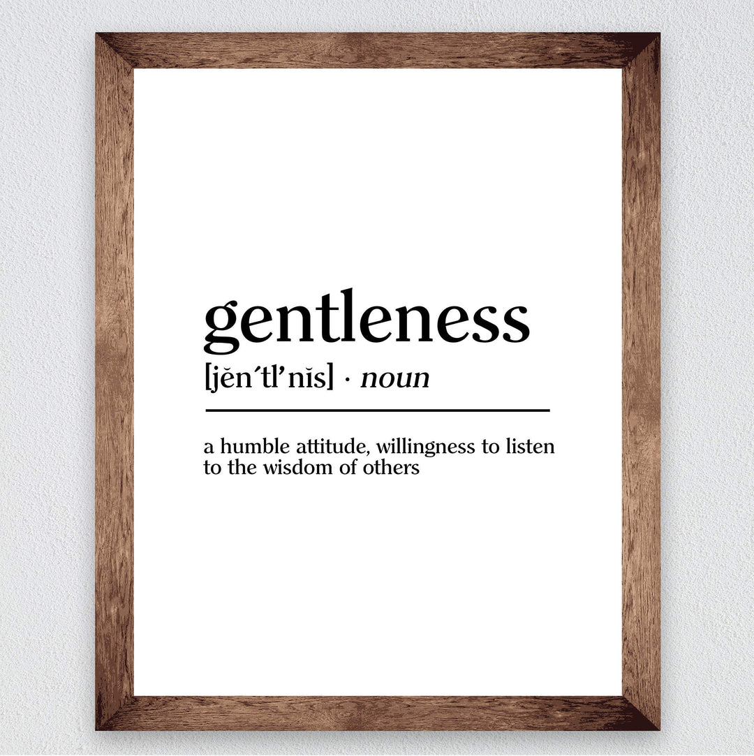 Gentleness-A Humble Attitude -Inspirational Christian Wall Art -8 x 10" Typographic"Gifts of the Spirit" Print-Ready to Frame. Modern Home-Office-Church-Scripture Decor. Great Religious Gift!