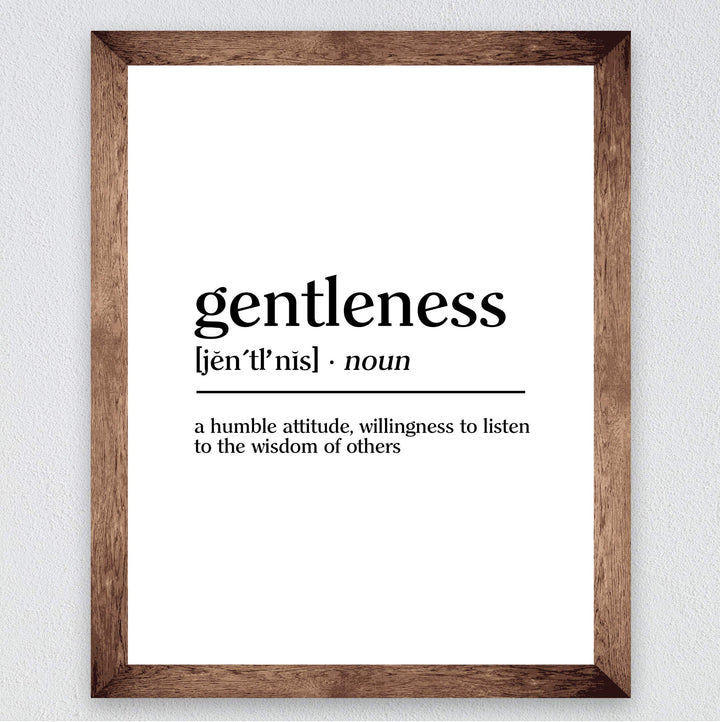 Gentleness-A Humble Attitude -Inspirational Christian Wall Art -8 x 10" Typographic"Gifts of the Spirit" Print-Ready to Frame. Modern Home-Office-Church-Scripture Decor. Great Religious Gift!