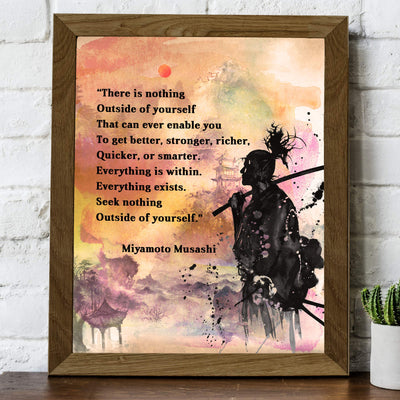 Miyamoto Susashi-"Seek Nothing Outside of Yourselves" Spiritual Quotes Wall Art-8 x 10" Abstract Japanese Soldier Print-Ready to Frame. Replica Painting Print for Home-Office-Studio-Dorm Decor!