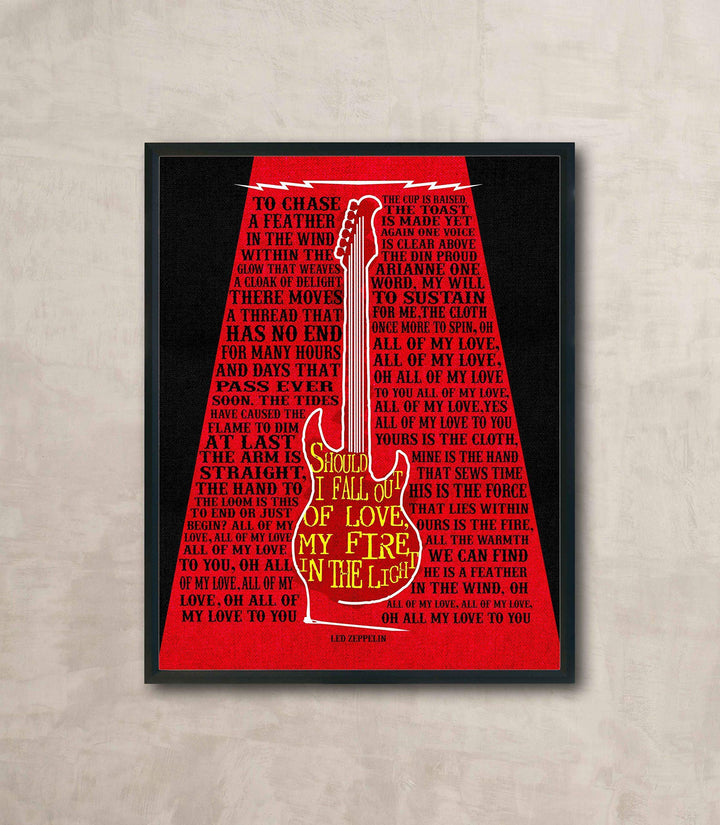 Led Zeppelin-"All My Love" -Song Lyrics Wall Sign -11 x 14" Rock Music Poster Print-with Guitar Image-Ready to Frame. Home-Office-Studio-Bar-Cave Decor. Perfect Anniversary Gift for Zeppelin Fans!