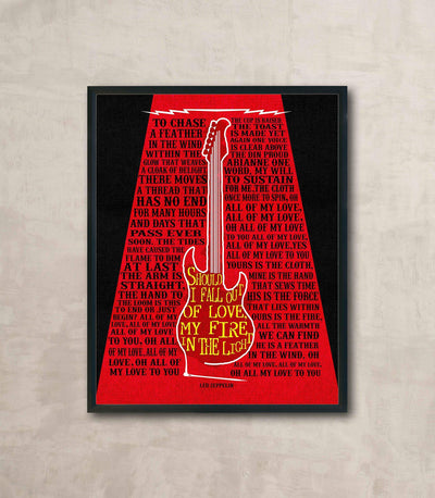 Led Zeppelin-"All My Love" -Song Lyrics Wall Sign -11 x 14" Rock Music Poster Print-with Guitar Image-Ready to Frame. Home-Office-Studio-Bar-Cave Decor. Perfect Anniversary Gift for Zeppelin Fans!