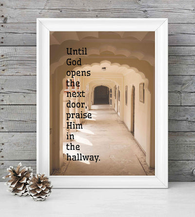 ?Until God Opens the Next Door" Inspirational Quote Wall Art- 8 x 10" Traditional Typographic Design. Spiritual Wall Print-Ready to Frame. Home-Office-Church D?cor. Great Motivational Christian Gift!