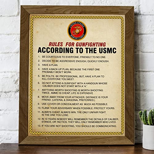 "Rules for Gunfighting According to the USMC"-U.S. Marine Corps Wall Art- 8 x 10"