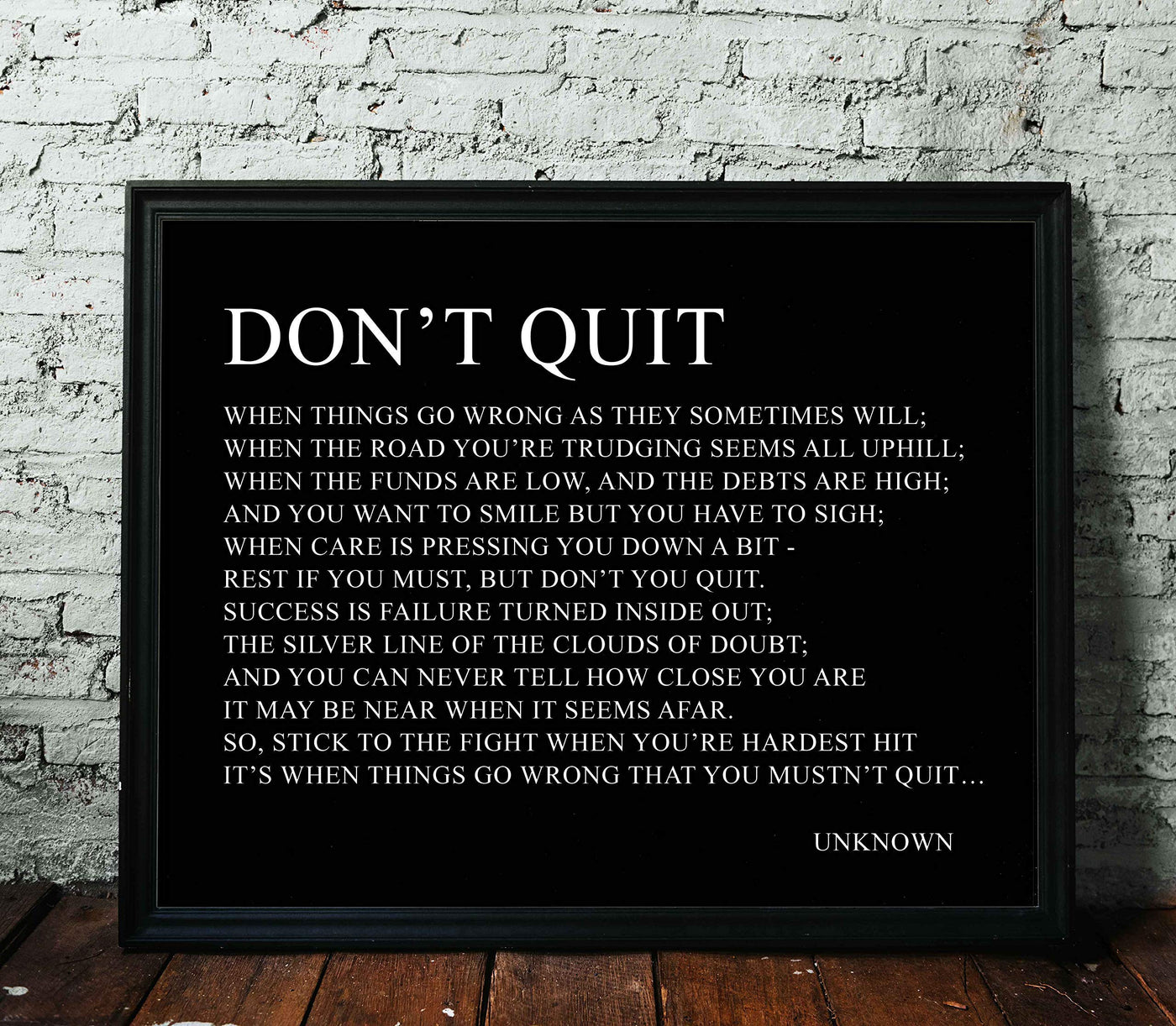 Don't Quit-Inspirational Poem Page Print-14 x 11" Poetic Wall Art Sign-Ready to Frame. Motivational Poster Print Perfect for Home-Office-Study-School Decor. Great Gift of Motivation for Poetry Fans!