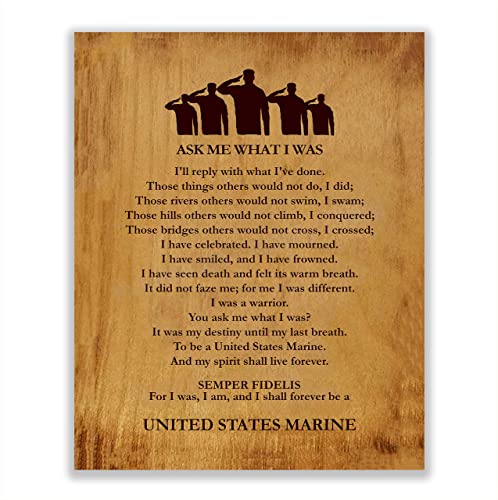 "Ask Me What I Was-Always A United States Marine"-Marine Corps-Wall Art- 8 x 10"