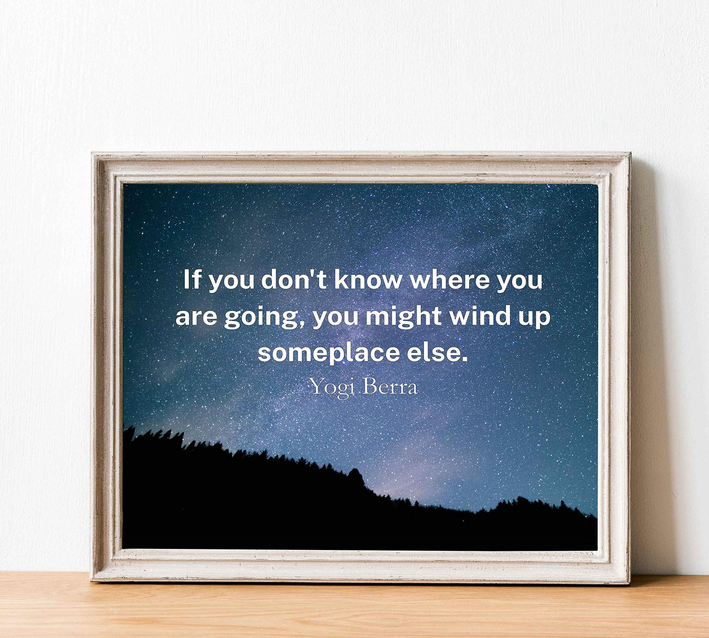 Yogi Berra Quotes Wall Art-?Might Wind Up Somewhere Else"-10x8" Starry Night Typographic Print-Ready to Frame. Motivational Home-Office-Zen Decor. Inspirational Gift for Yankee Baseball Fans!