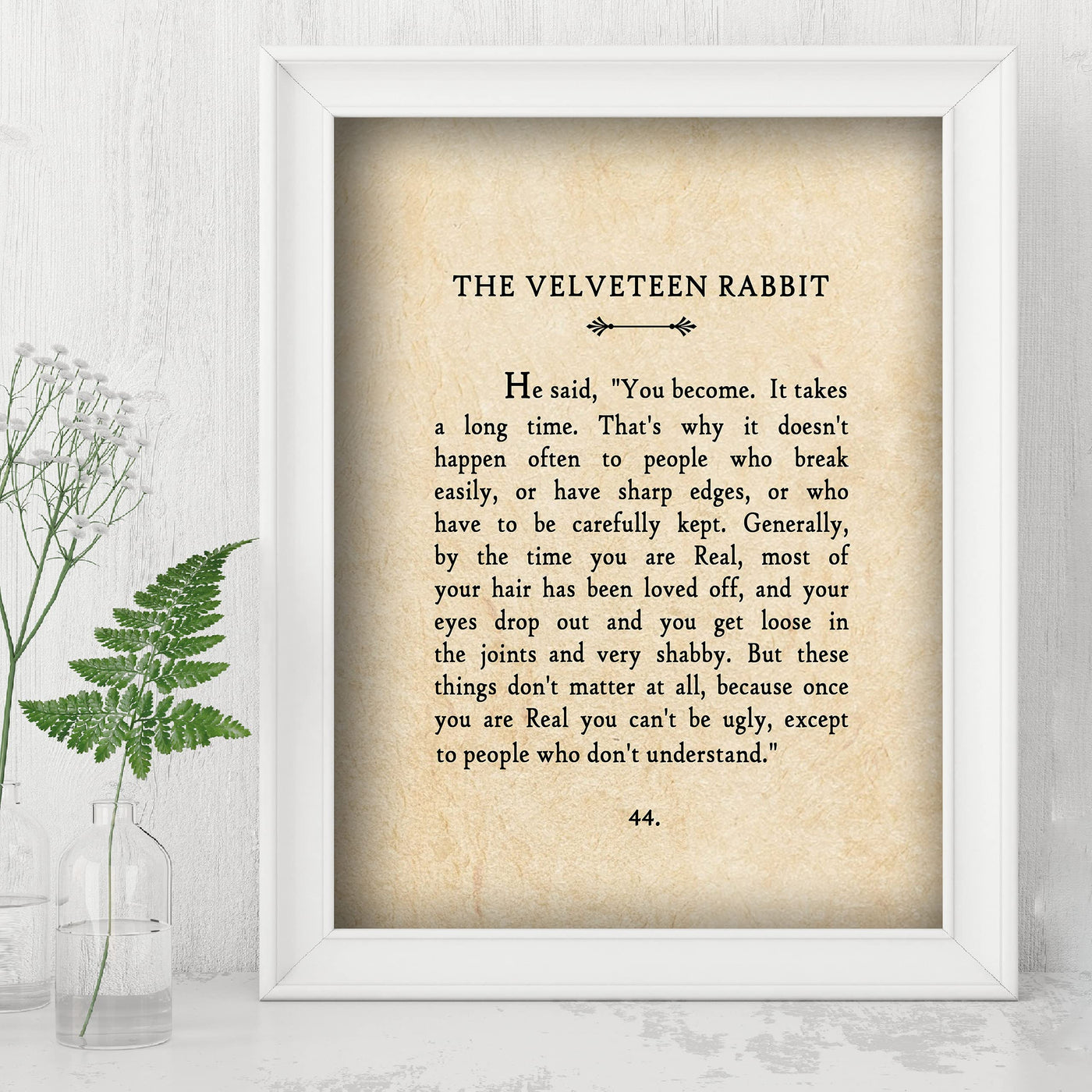 You Become Real-Velveteen Rabbit Book Page Print-8 x 10" Poetic Wall Art. Distressed Parchment Print-Ready To Frame. Inspirational Home-Office-Library-School-Nursery Decor. Great Gift for Teachers!