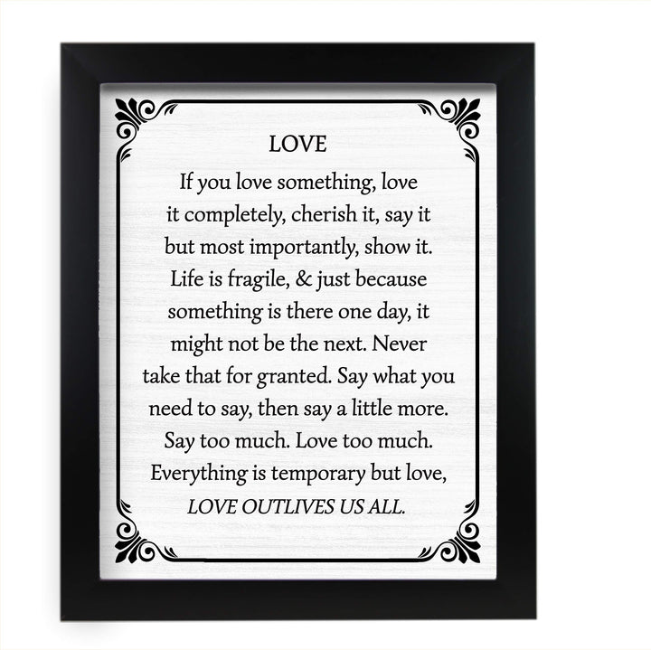 Love Outlives Us All-Inspirational Wall Art -11 x 14" Love &amp; Marriage Poster Print -Ready to Frame. Typographic Farmhouse Design. Perfect for Home-Office-Studio Decor. Great Gift of Inspiration!