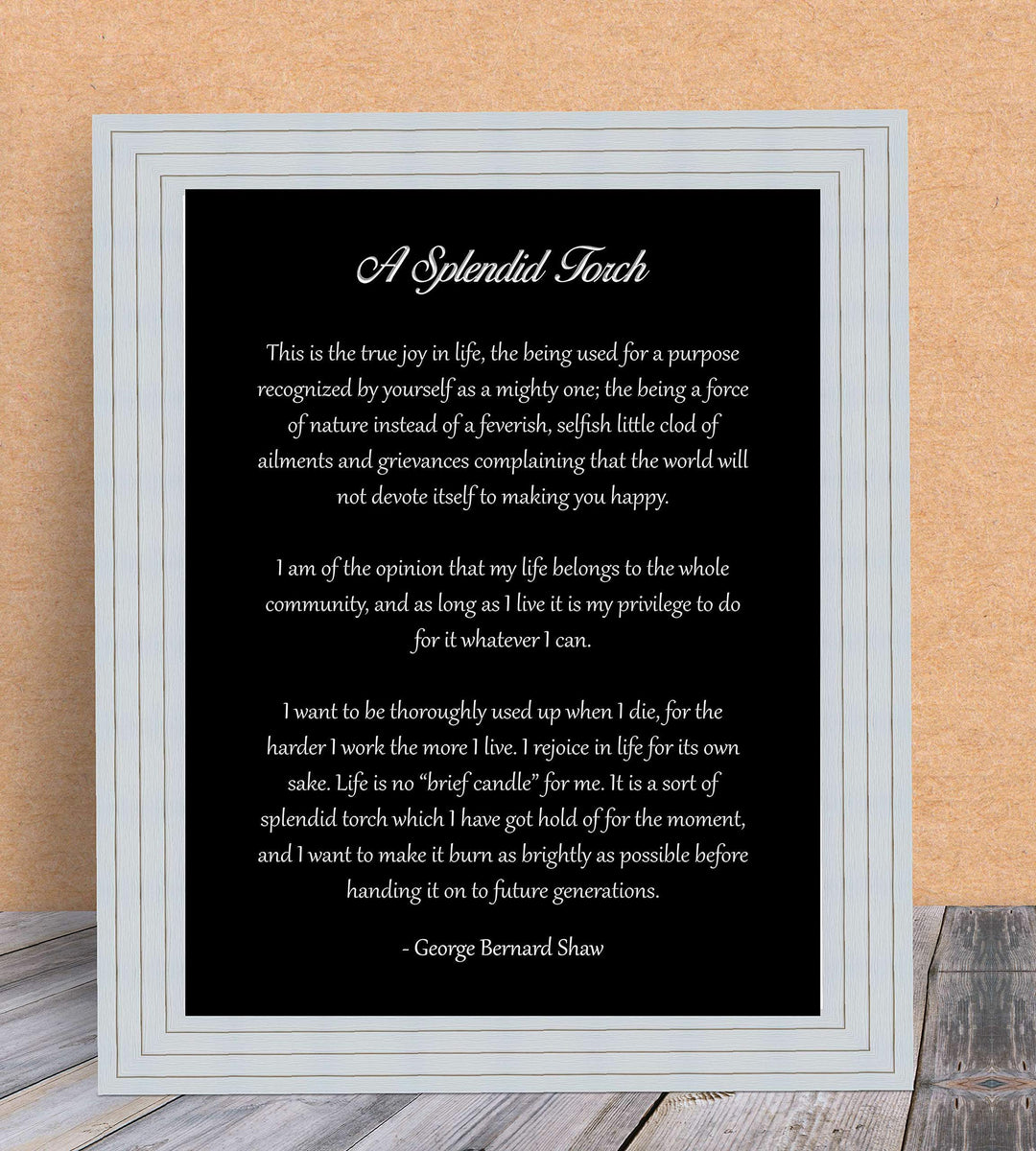 A Splendid Torch-George Bernard Shaw Poem Page Print- 8 x 10" Inspirational Wall Art. Modern Typography Print-Ready To Frame. Home-Office-Study-Library Decor. Great Art Gift for Poetry Fans.