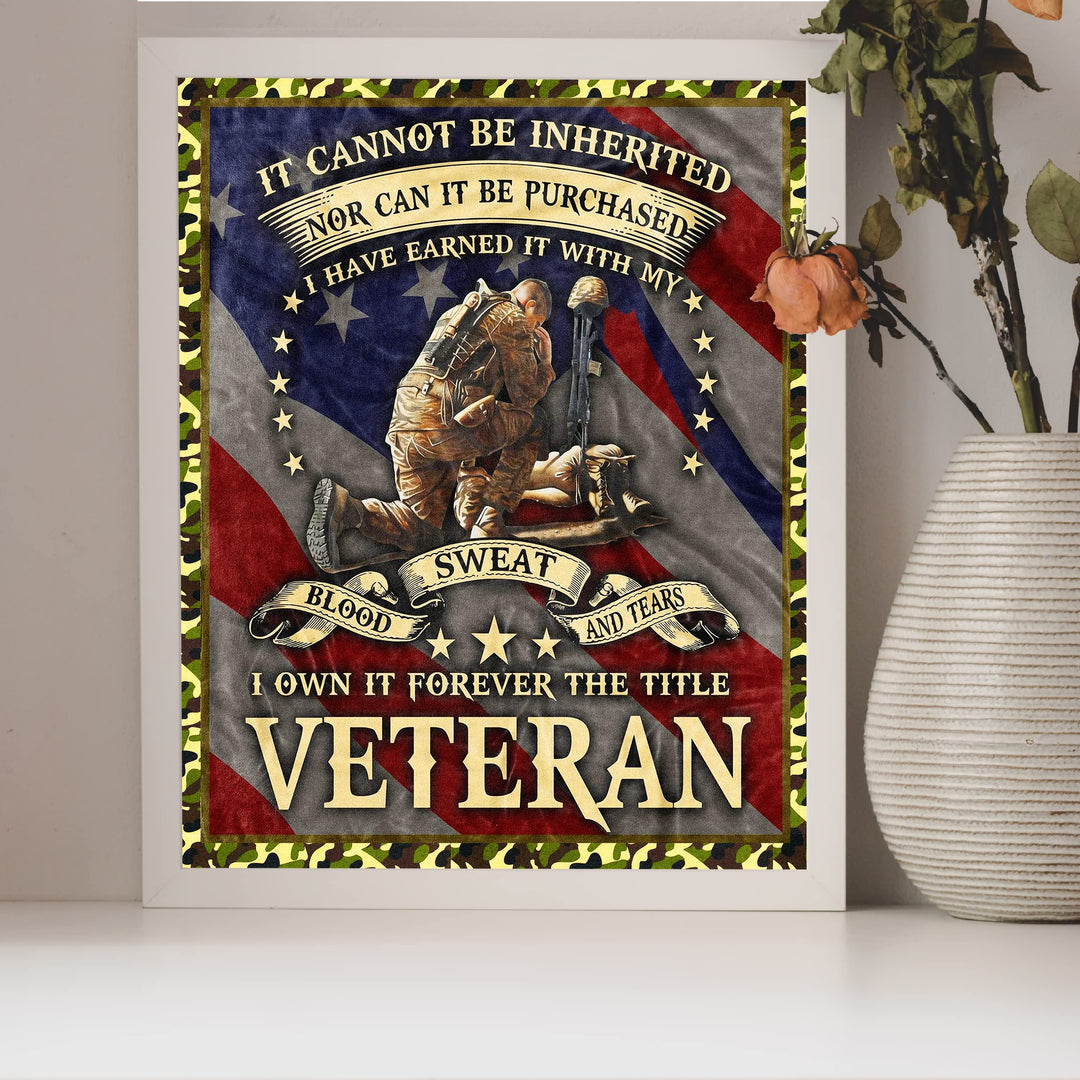 I Own It Forever-The Title Veteran American Military Wall Art -8 x 10" Patriotic USA Flag Print -Ready to Frame. Home-Office-Garage-Bar-Shop Decor. Great Gift of Gratitude for Military-Veterans!