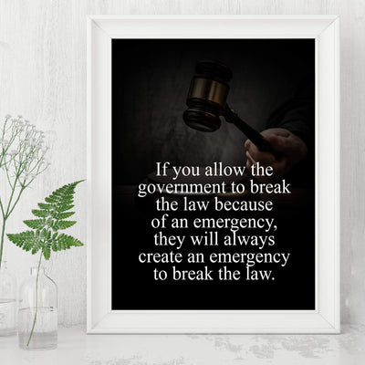 If You Allow Government to Break the Law- 8x10" Political Freedom Wall Decor-Ready to Frame. Motivational Pro-American Poster Print for Home-Office-Garage-Bar-Cave-Patriotic Decor. Great Reminder!