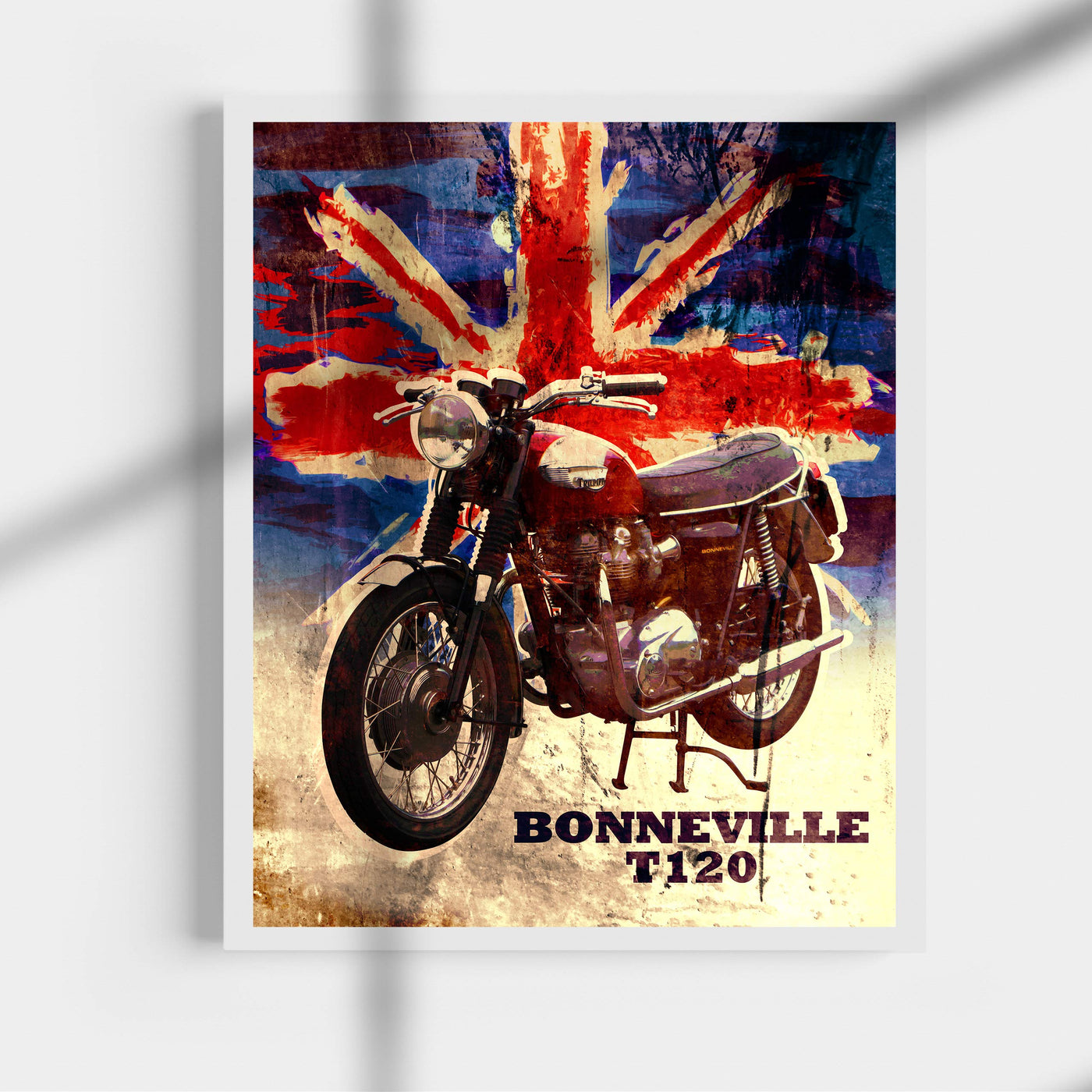 Triumph Bonneville T120 Motorcycle-Vintage Poster Print-11 x14" Retro Wall Decor-Ready to Frame. Home-Office-Bar-Cave Decor. Perfect Sign for the Garage-Shop. Great Motorcycle-Automotive Gift!