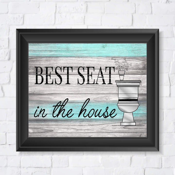 Best Seat in the House Funny Bathroom Wall Art-10 x 8" Rustic Typographic Print-Ready to Frame. Humorous Home-Guest Bathroom-Farmhouse-Beach Decor. Perfect for the Restroom! Printed on Photo Paper.