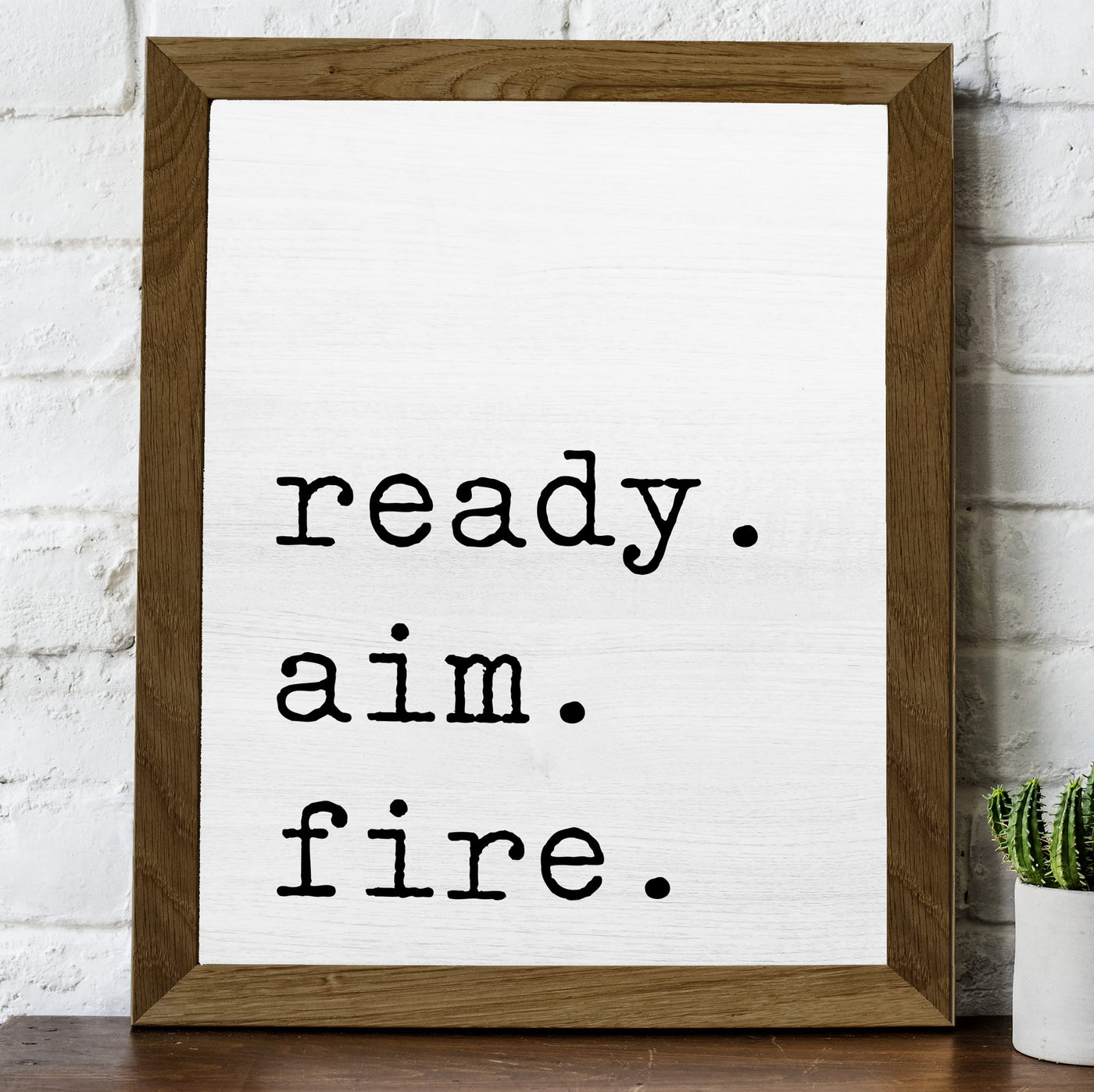 Ready. Aim. Fire. Funny Bathroom Quotes Wall Decor -8 x 10" Modern Farmhouse Art Wall Print -Ready to Frame. Humorous Toilet Decoration for Home-Office-Guest House-Cabin. Fun Restroom Sign!