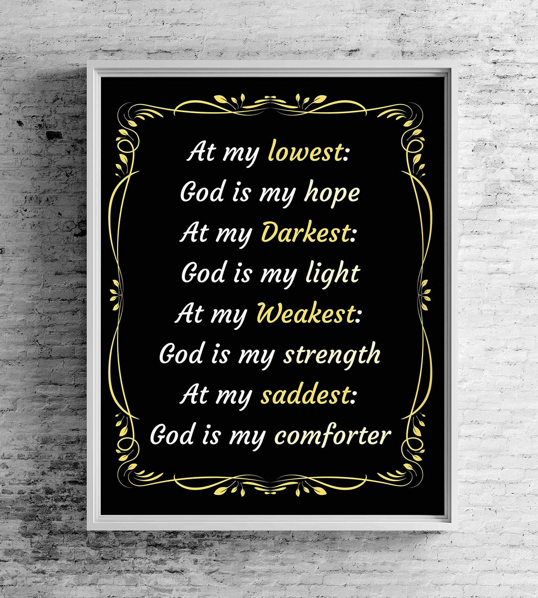 God Is My Hope-Light-Strength-Comforter-Spiritual Wall Art-8 x 10" Modern Typographic Poster Print-Ready to Frame. Inspirational Home-Office-Church D?cor. Great Christian Reminder of God&