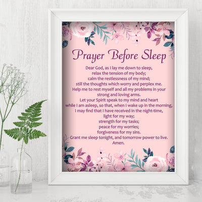 Prayer Before Sleep-Christian Wall Art -8 x 10" Inspirational Floral Scripture Print -Ready to Frame. Perfect Home-Office-Church-Sunday School Decor! Great Religious Gift of Faith & Inspiration!
