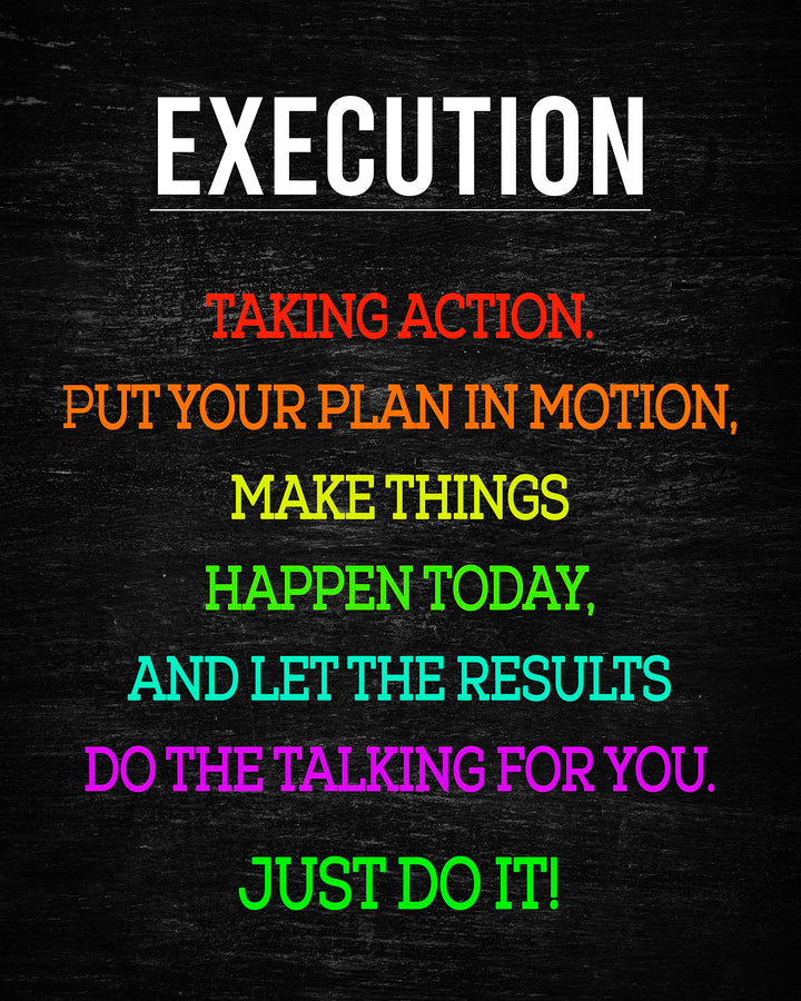 Grit, Mindset, Success Motivational Quotes Poster Pack -Set of (6) - 8 x 10" Prints -Ready to Frame. Inspirational Wall Art for Home-Office-School-Gym-Sales Decor. Great Signs for Motivation!