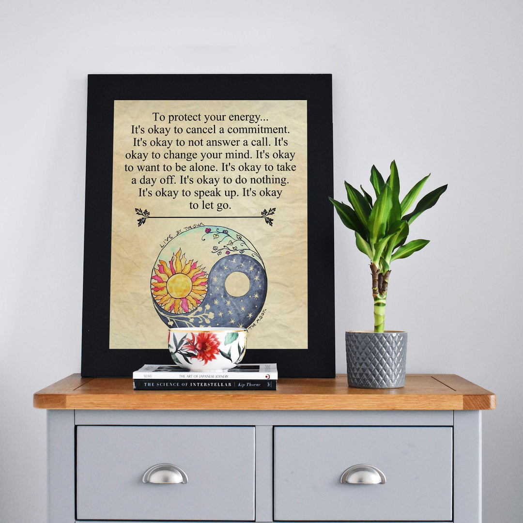 Protect Yourself- Live &amp; Love- Inspirational Wall Art- 8 x 10" Poster Print-Ready to Frame. Modern Zen, Parchment Print Design Decor for Home, Bedroom, Office &amp; Studio. It&