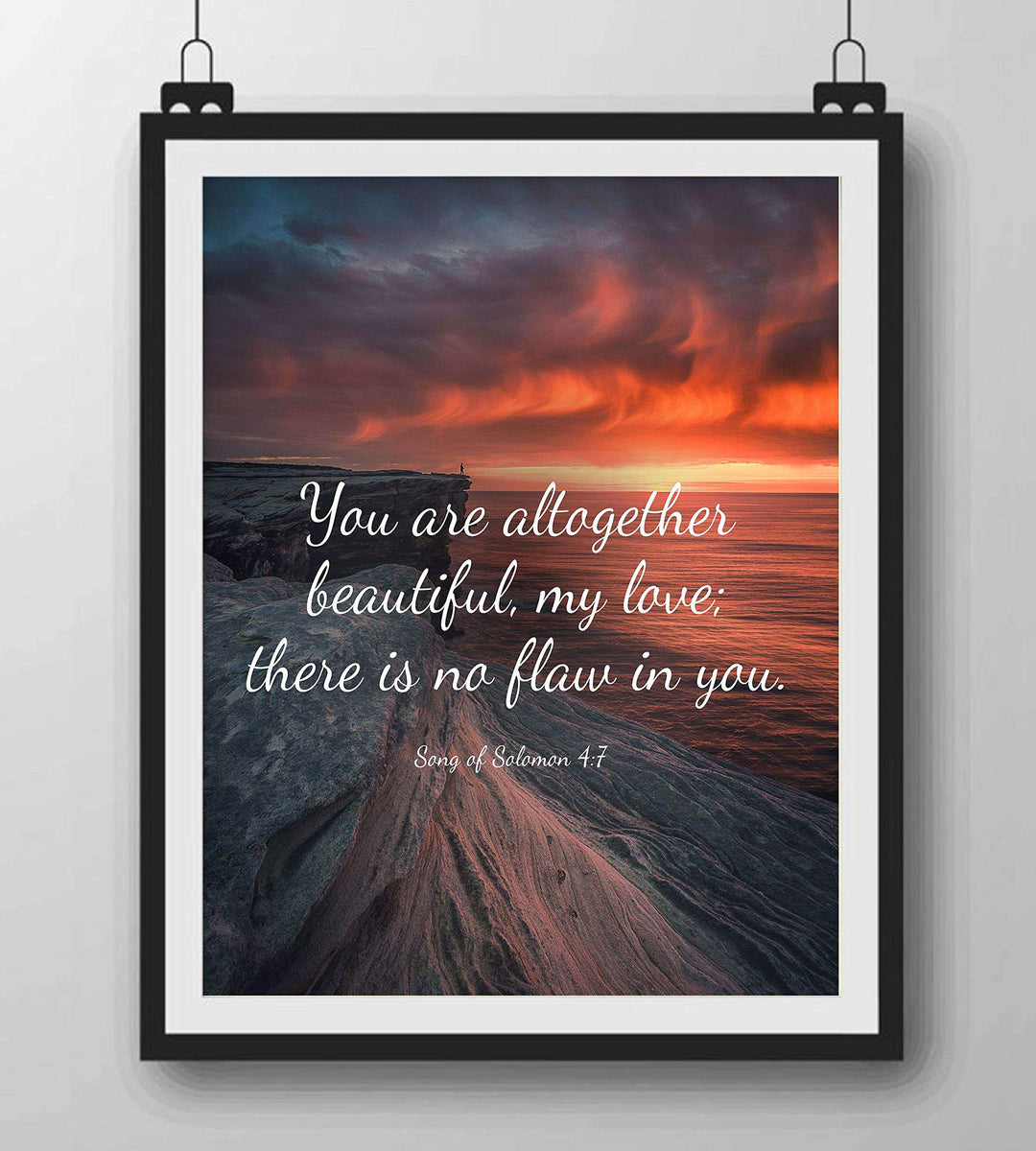 You Are Altogether Beautiful- Song of Solomon 4:7- Bible Verse Wall Print-8x10"- Sunset Scripture Wall Art-Ready to Frame. Home-Office-Bedroom Decor. Great Christian Gift for Ladies-Young &amp; Old.