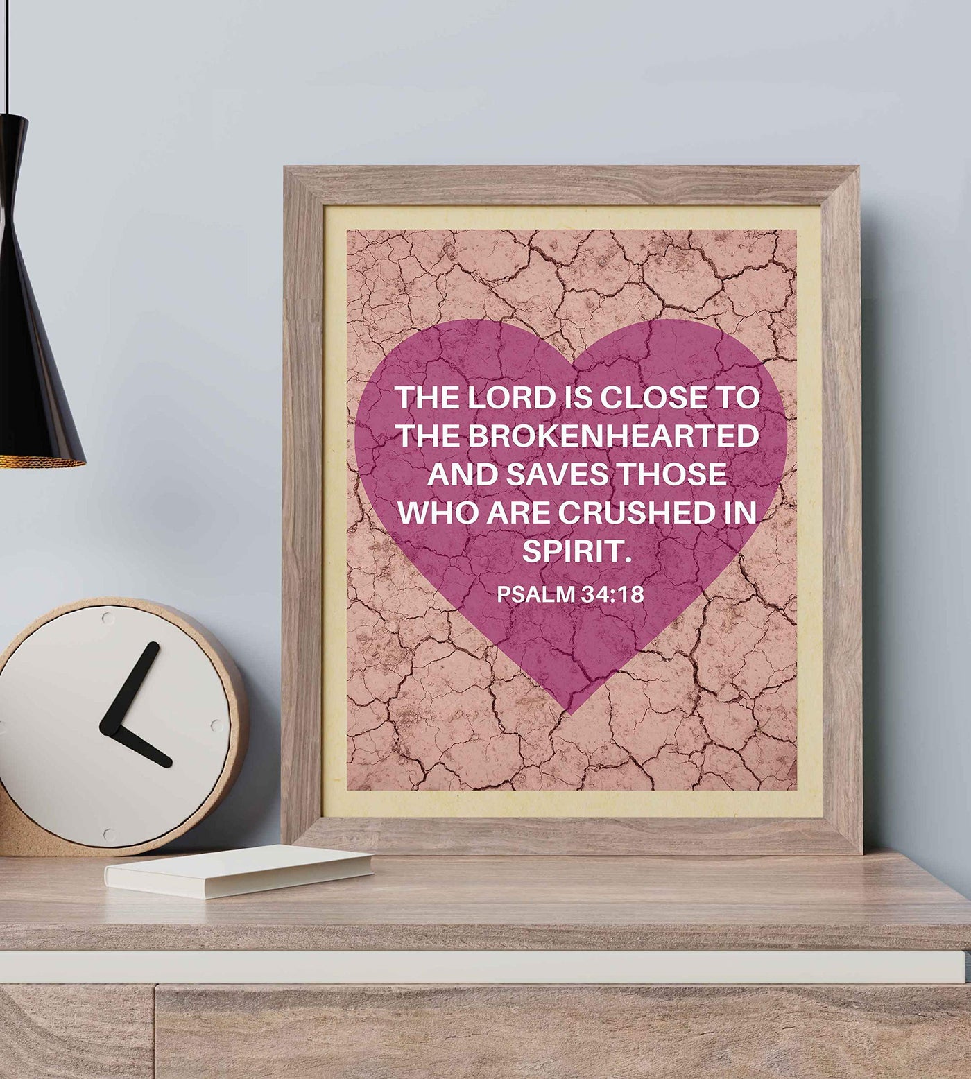 The Lord Saves Those Crushed in Spirit Psalm 34:18 Bible Verse Wall Art-8x10" -Modern Typographic Design. Scripture Print-Ready to Frame. Home-Office-Church D?cor. Wonderful Gift to Inspire Faith!