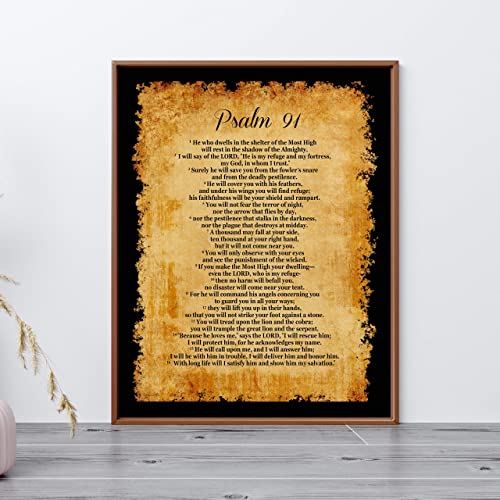 Psalm 91-"He Will Call Upon Me and I Will Answer Him" Bible Verse Wall Print-11 x 14"