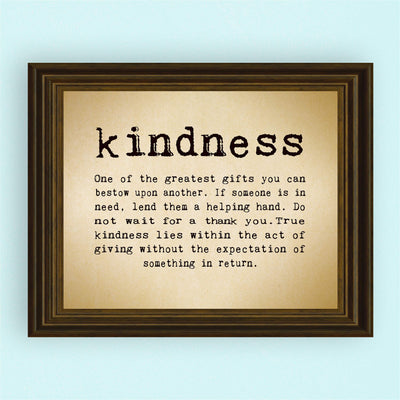 Kindness-One of the Greatest Gifts You Can Bestow-Inspirational Wall Art Sign -10 x 8" Typographic Poster Print-Ready to Frame. Motivational Home-Office-Classroom Decor. Great Reminder To Be Kind!