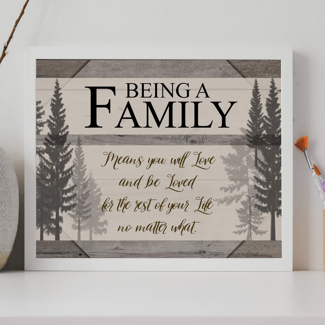 Being A Famly Means You Will Love &amp; Be Loved Inspirational Family Wall Art -14 x 11" Modern Typographic Poster Print -Ready to Frame. Home-Entryway Decor. Perfect for Guest-Cabin-Lake House Decor!