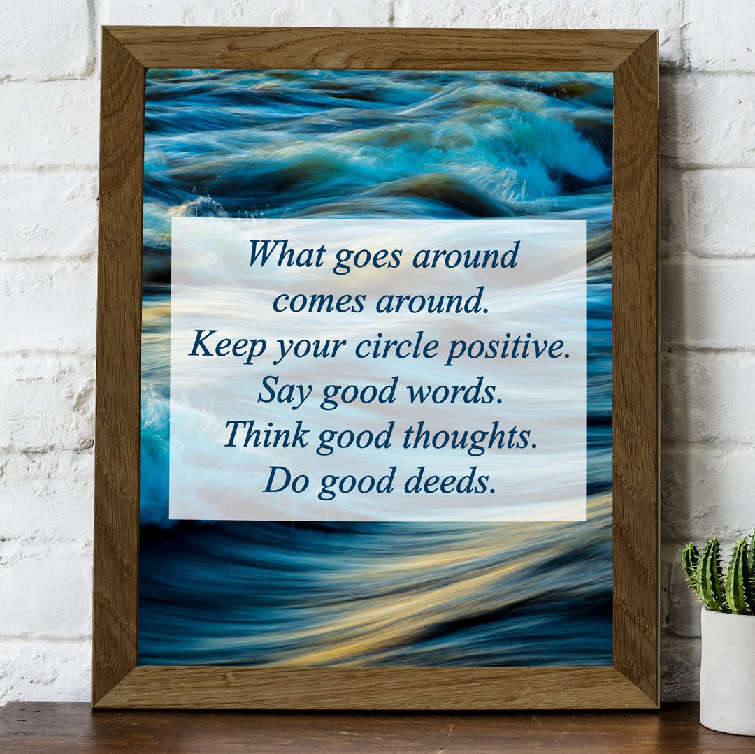 Think Good Thoughts-Do Good Deeds-Inspirational Quotes Wall Art -10 x 8" Typographic Ocean Wave Print -Ready to Frame. Motivational Home-Office-School-Beach House Decor. Great Reminder to Be Kind!