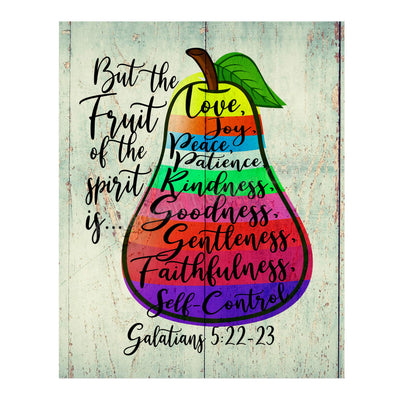 But the Fruit of the Spirit Is Love-Joy-Peace-Bible Verse Wall Art -11 x 14" Scripture Wall Print-Ready to Frame. Inspirational Home-Office-Church Decor. Perfect Religious Gift! Galatians 5:22-23.