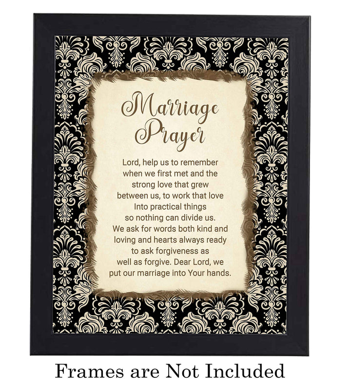 Marriage Prayer-Inspirational Christian Wall Art Decor -8 x 10" Rustic Typographic Print-Ready to Frame. Great Engagement-Bridal Shower-Wedding Gift. Perfect Advice for Newlyweds-Spouses-Partners!