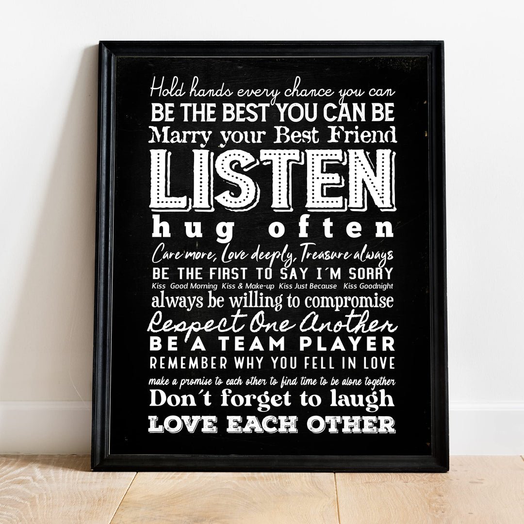 "Marry Your Best Friend" Love Quotes Wall Art Decor -11 x 14" Inspirational Marriage Poster Print-Ready to Frame. Romantic Wedding &amp; Anniversary Gift for Husband, Wife &amp; Newlyweds.