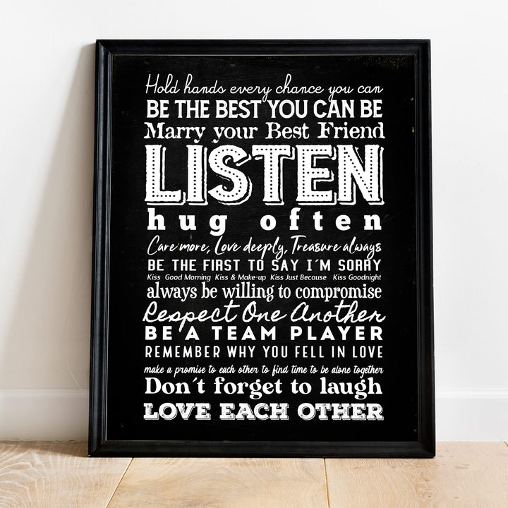 "Marry Your Best Friend" Love Quotes Wall Art Decor -11 x 14" Inspirational Marriage Poster Print-Ready to Frame. Romantic Wedding &amp; Anniversary Gift for Husband, Wife &amp; Newlyweds.