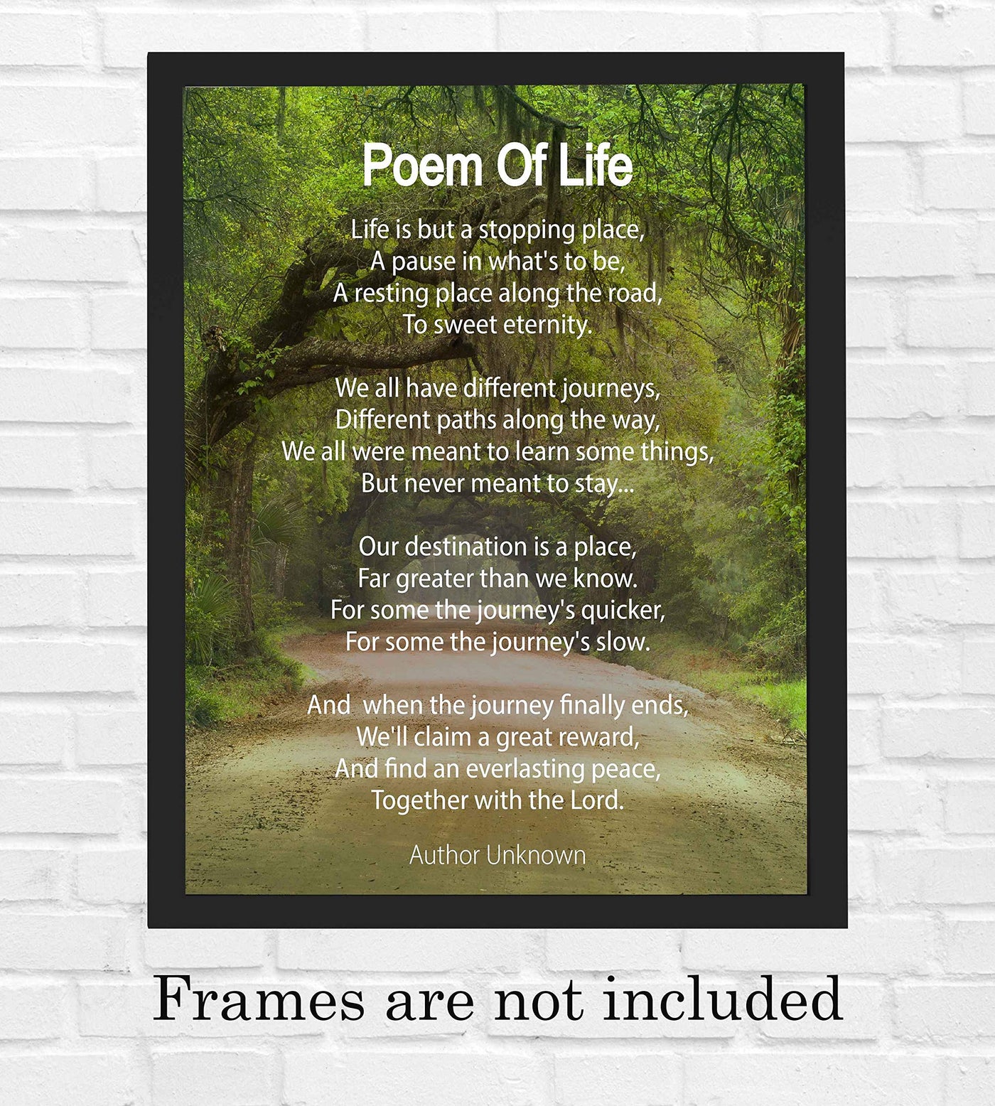 Poem Of Life Inspirational Christian Wall Art -8 x 10" Modern Typographic Poster Print-Ready to Frame. Spiritual Home-Office-Church Decor. Perfect Graduation Gift! Reminder-Life Is A Journey!