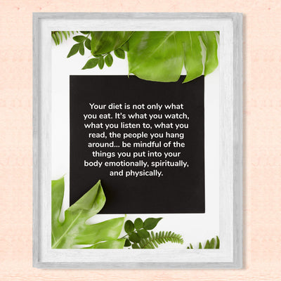 Be Mindful of the Things You Put Into Your Body-Motivational Quotes Wall Art-8 x 10" Typographic Diet-Exercise-Fitness Print-Ready to Frame. Home-Office-Gym Decor. Perfect Sign for Motivation!