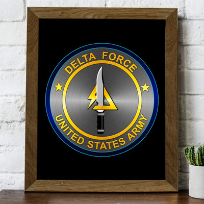 United States Army Delta Force Logo Poster Print- 8 x 10"- Wall Art Print- Ready to Frame. Patriotic Home-Office-Military Decor. Perfect Gift for Those Who Served. Display Your Pride- Go Army!