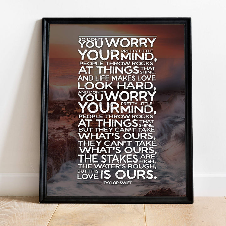 This Love Is Ours Song Lyric Wall Art -11 x 14" Pop Music Poster Print-Ready to Frame. Ocean Sunset Photo Print. Rustic Decor for Home-Office-Studio-Dorm. Great Gift for Taylor Swift Fans!