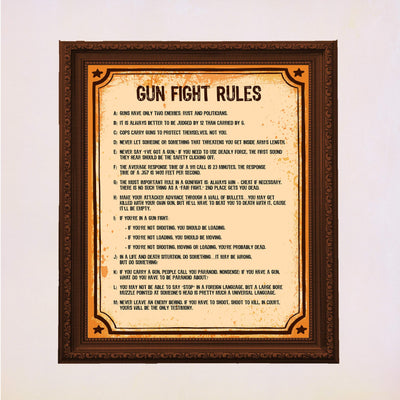 Gun Fight Rules-Pro-Second Amendment Wall Sign -11 x 14" Replica Distressed Patriotic Print-Ready to Frame. Home-Office-Military-Shop-Cave Decor. Perfect Gift for Veterans and All Gun Owners!