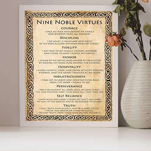 "9 Noble Virtues &amp; Affirmations-Courage-Discipline-Honor"-Wall Art-8 x 10"