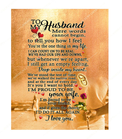 To My Husband-I Love You-Poetic Wall Art Decor-11 x 14" Love & Marriage Poem Print-Ready to Frame. Romantic Gift for Spouse-Partner-Newlyweds. Perfect for Wedding-Anniversary-Father's Day Presents!