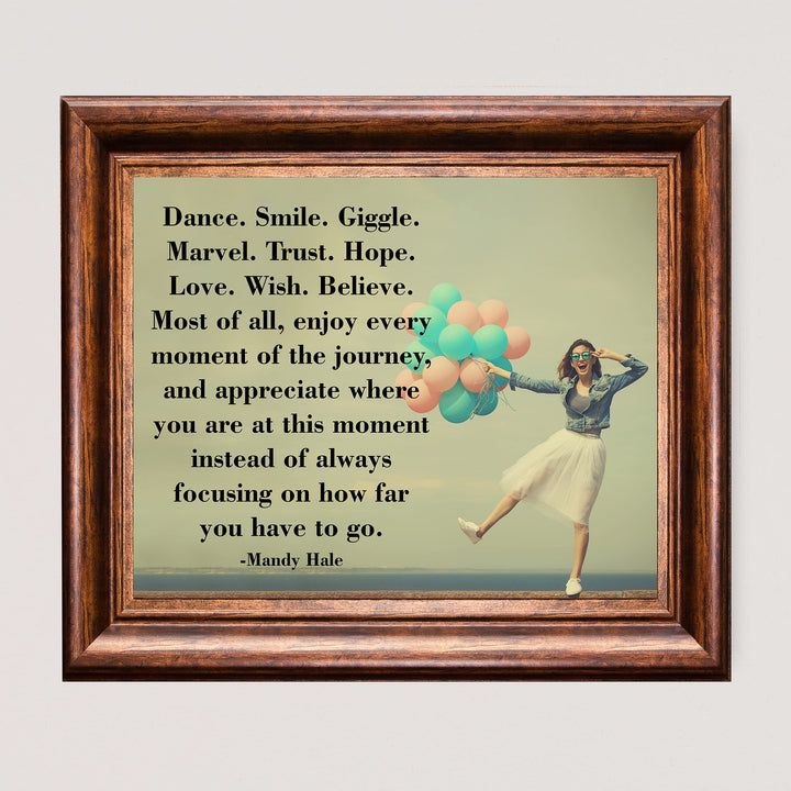 Enjoy Every Moment of the Journey-Inspirational Quotes Wall Art-10x8" Typographic Woman w/Balloons Photo Print-Ready to Frame. Motivational Home-Office-Classroom Decor. Great Gift for Inspiration!