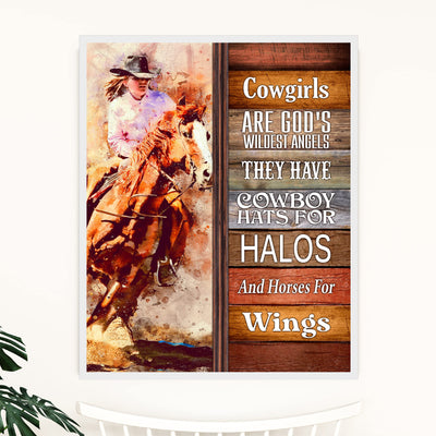 Cowgirls-God's Wildest Angels- Western Wall Art Sign- 11 x 14"- Rustic Cowgirl Riding Horse Photo Print -Ready to Frame. Country Decor for Home-Barn-Lodge-Camp-Cabin. Great Gift for All Cowgirls!