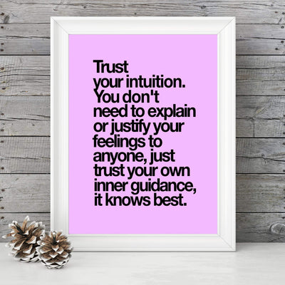 Trust Your Intuition-It Knows Best Spiritual Quotes Wall Art -8 x 10" Inspirational Typographic Print-Ready to Frame. Home-Office-Studio-Dorm Decor. Great Zen Gift and Positive Decoration!