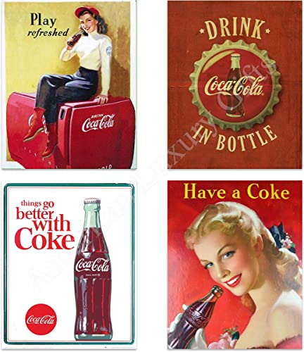 Coca Cola- Classic Vintage Wall Prints Set (4)-8x10"