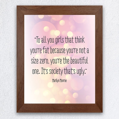 Marilyn Monroe Quotes-"You're the Beautiful One"-Inspirational Quotes Wall Art-8 x 10" Retro Print w/Blurred Lights Design-Ready to Frame. Perfect Home-Office-Studio-Salon Decor. Inspire Confidence!