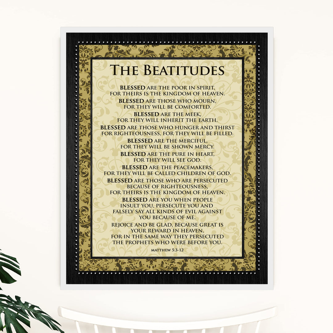 The Beatitudes-Matthew 5:3-12-Bible Verse Wall Art -11x14" Scripture Wall Sign-Ready to Frame. Inspirational Christian Poster Print for Home-Office-Church-School Decor! Great Lessons of Faith!