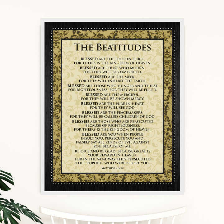 The Beatitudes-Matthew 5:3-12-Bible Verse Wall Art -11x14" Scripture Wall Sign-Ready to Frame. Inspirational Christian Poster Print for Home-Office-Church-School Decor! Great Lessons of Faith!