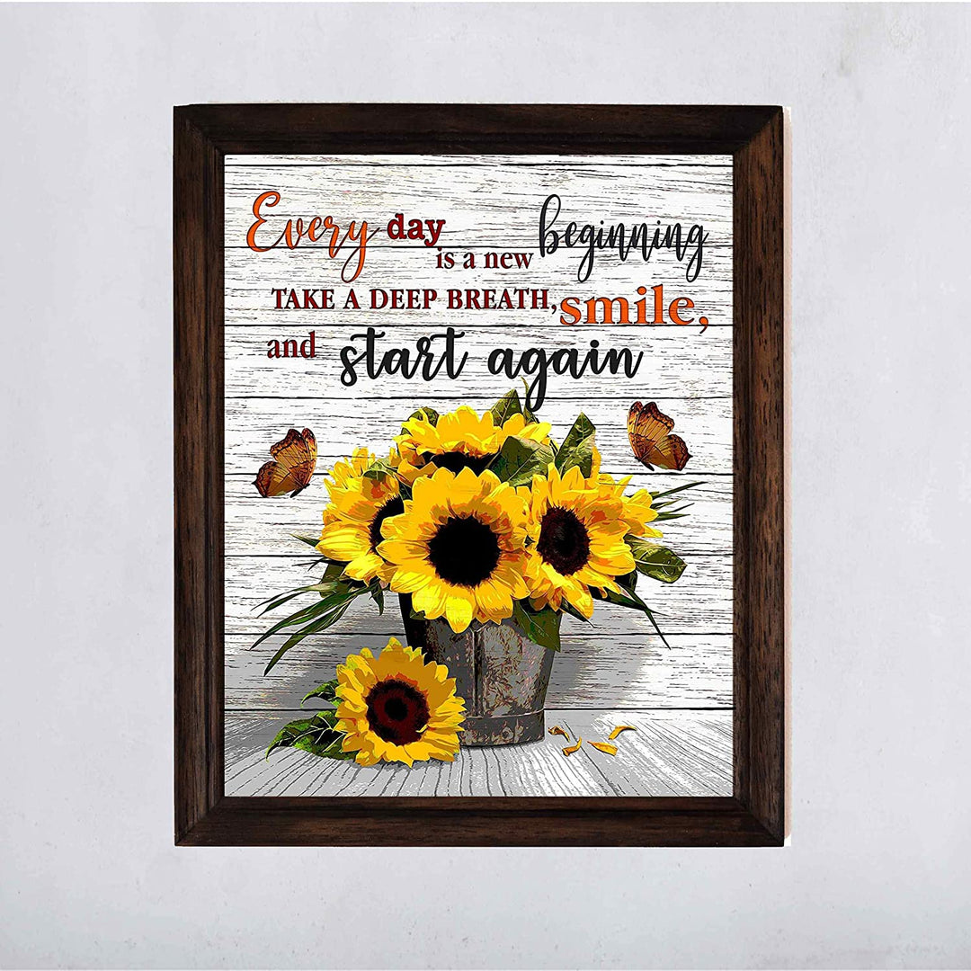 "Every Day Is A New Beginning" Inspirational Wall Art -11 x 14"