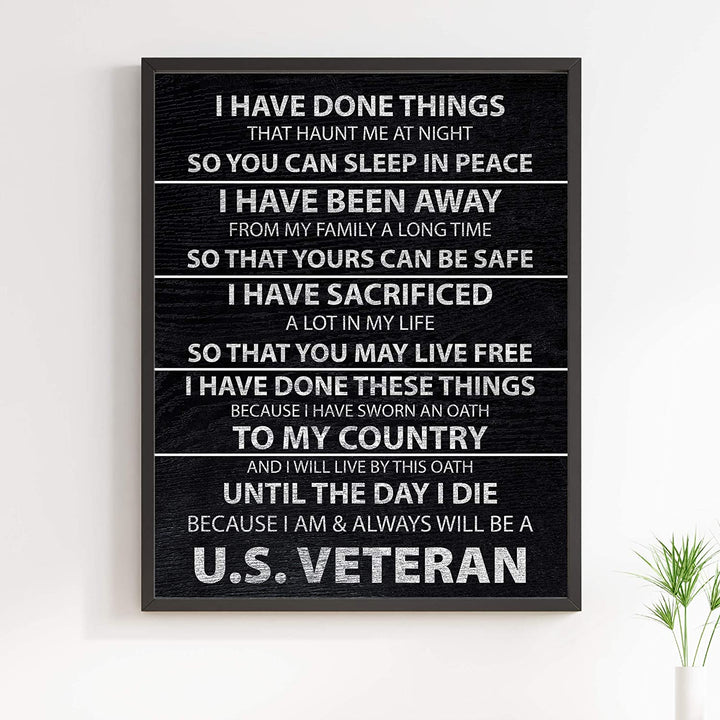 "I Am &amp; Always Will Be A US Veteran" Patriotic Military Wall Art -11 x 14"